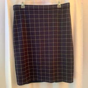 Ann Taylor Navy Blue Square-Pattern Lined Tailored Skirt Rayon Blend; Size 10